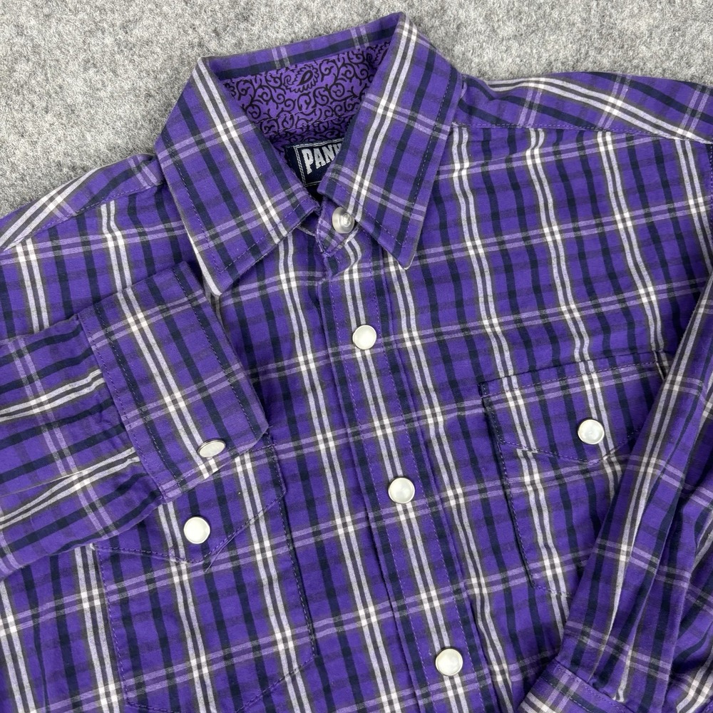Panhandle Western Shirt Boys Small 6 Purple Pearl Snap Button Up Cowboy Rodeo‎